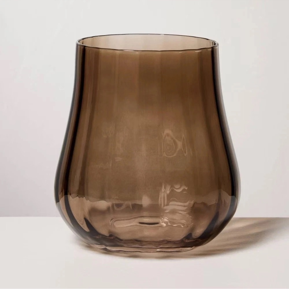 **Set of 4** Hearth & Hand Stemless Wine 14oz Short Water Glasses Brown NEW - Picture 5 of 5